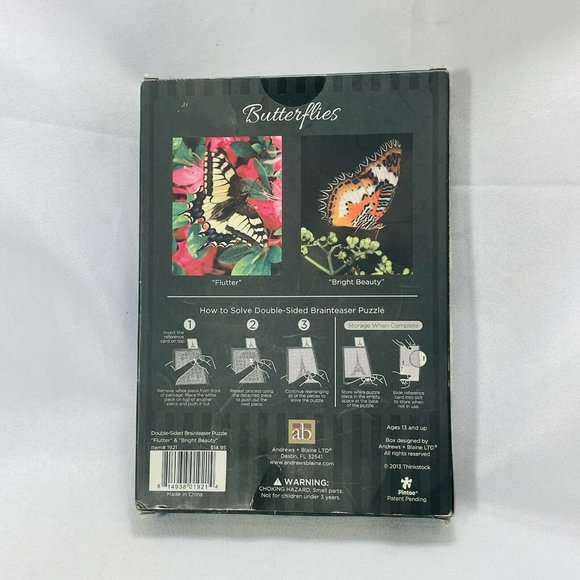 Double Sided Jigsaw Brainteaser Puzzle Butterflies Flutter Bright Beauty 4.25" - Picture 11 of 13